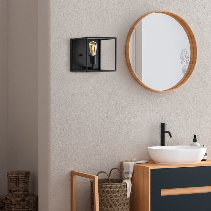 Opviq Kafes - 13750 Lámpara de Pared de Cuerpo Metálico Negro